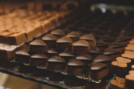 a lot of variety chocolate pralinesの写真素材