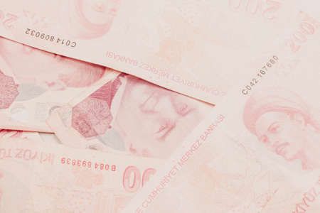 Turkish currency, Turkish lira banknotesの写真素材