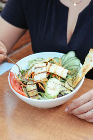 Fresh salad plate with mixed greensの写真素材