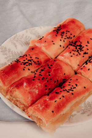 delicious layered pastry with cheese filling