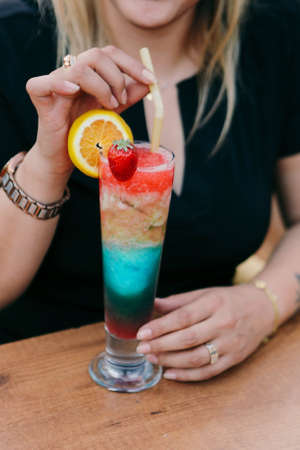Alcohol cocktail drink on the table in restaurantの写真素材