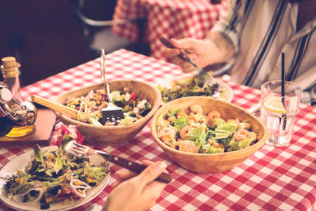Fresh salad plate with mixed greensの写真素材