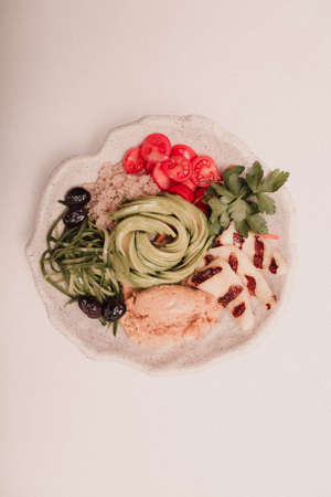 Fresh salad plate with mixed greensの写真素材