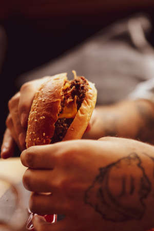Homemade hamburger with fresh vegetablesの写真素材
