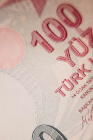 Turkish currency, Turkish lira banknotesの写真素材