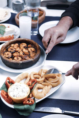 Traditional Turkish and Greek dinner appetizer tableの写真素材