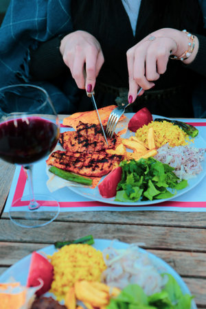 Tasty chicken meal on the table