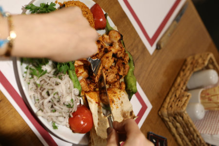 Tasty chicken meal on the tableの写真素材