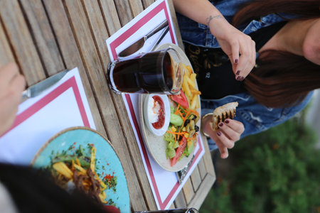 Delicious and grilled wrap sandwichの写真素材