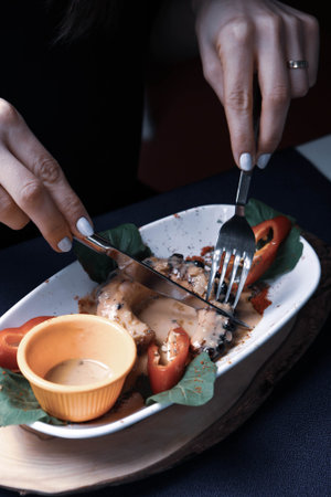 Grilled Galician octopus leg with sauce
