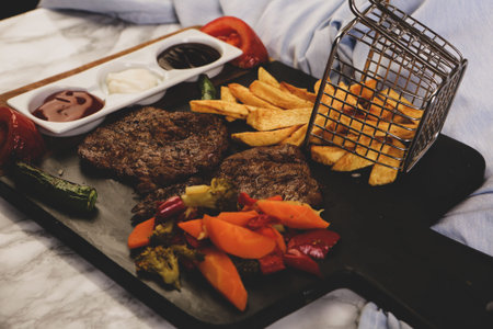 Delicious meat meal on the table