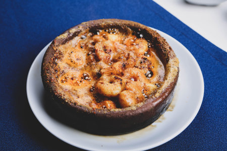 fried seafood shrimps with butter sauce
