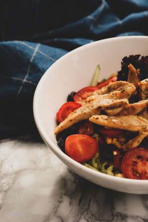 Fresh salad plate with mixed greensの写真素材