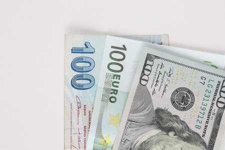 Turkish lira banknotes, US Dollars and Euro