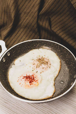 Delicious scrambled egg on the tableの写真素材