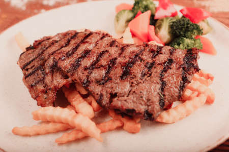 Delicious meat meal on the tableの写真素材