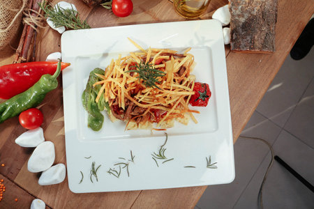 Tasty chicken meal on the table