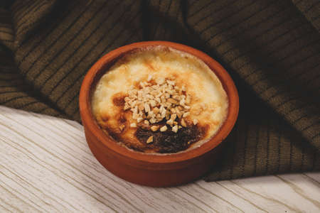 traditional Turkish dessert milk pudding with riceの写真素材