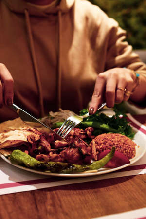 Tasty chicken meal on the tableの写真素材