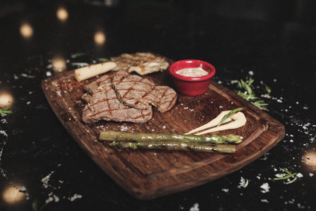 Delicious meat meal on the tableの写真素材