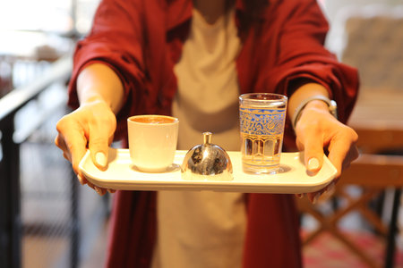 cup of Turkish coffee on table