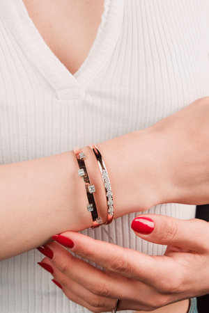 Diamond Jewelry - Bracelet on the hand of a woman