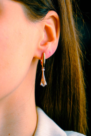 Beautiful Diamond Earrings with Gold Setting