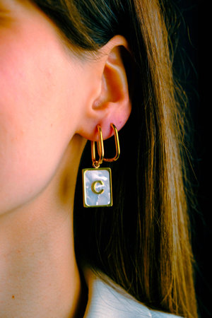 Beautiful Earrings with Gold Setting