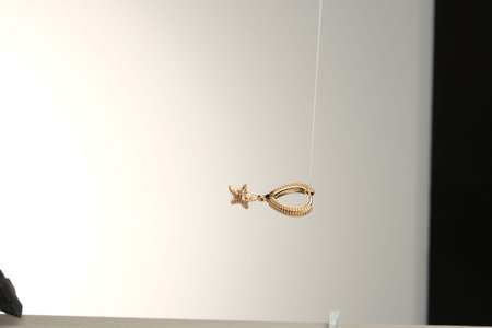 Beautiful golden jewelery with precious stones and diamonds