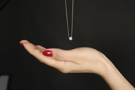 Sparkling Diamond Necklaces and Gold Pendantsの写真素材