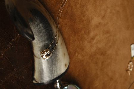 Elegant Gold and Diamond Pendant Necklacesの写真素材