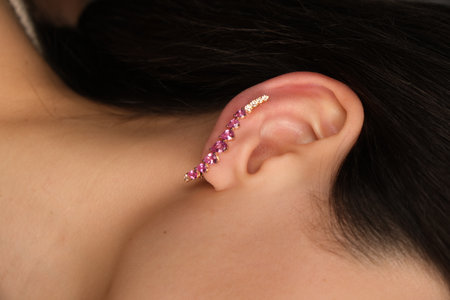 Radiant Gemstone Jewelry with Gold and Diamondsの写真素材