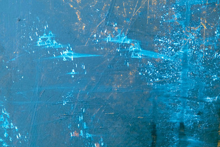 Blue paint splattered on the wall. Abstract background for design.の写真素材