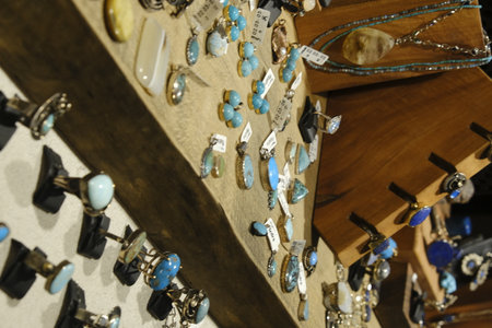 jewelry and bijouterie on sale in a shopの写真素材