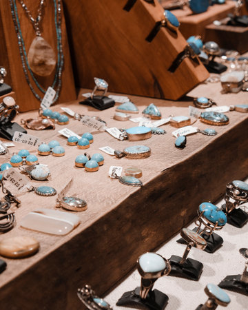 jewelry and bijouterie on display in a shopの写真素材
