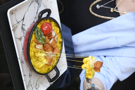 Catering buffet food indoor in luxury restaurant. Food styling and restaurant meal serving.の写真素材