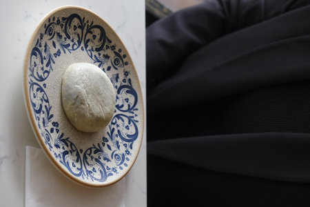 Bread on a plate.の写真素材