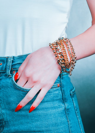 Classic Gold Jewelry with Brilliant Diamondsの写真素材