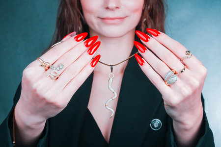 Luxurious Diamond Jewelry in Elegant Gold Settingsの写真素材