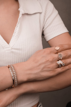 Classic Diamond and Gold Jewelry for Womenの写真素材