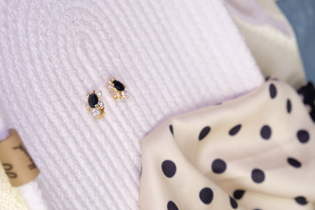 Glamorous Gold and Diamond Wedding Ringsの写真素材