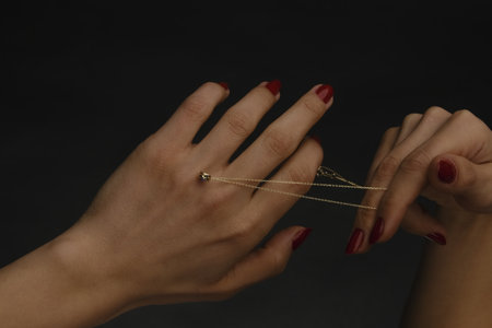 Beautiful Diamond Earrings with Gold Settingの写真素材