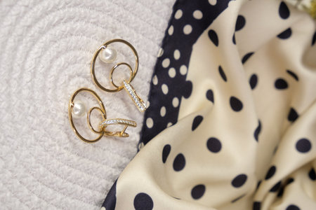 stylish jewelry like silver, gold, diamonds, precious stones.の写真素材