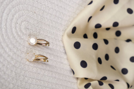 Beautiful Diamond Earrings with Gold Settingの写真素材