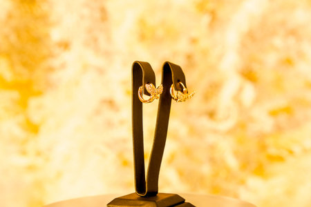 Glamorous Gold Jewelry with Sparkling Diamondsの写真素材