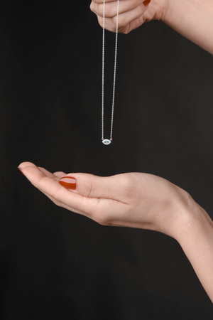 Elegant Gold and Diamond Pendant Necklacesの写真素材