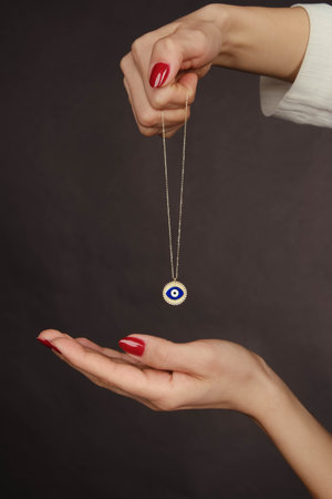 Beautiful golden jewelery with precious stones and diamondsの写真素材