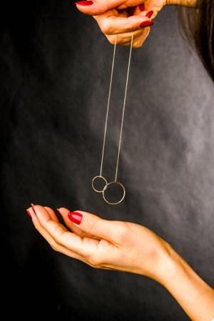 Beautiful Earrings with Gold Settingの写真素材