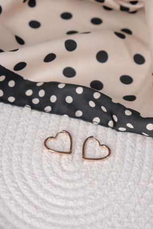 Beautiful Gold Heart Earringsの写真素材