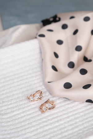 stylish jewelry like silver, gold, diamonds, precious stones.の写真素材